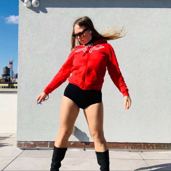 Vintage 2in1 Wonder Woman Red White Blue Star Stripe Double Side Turning Hoodie - Picture 13 of 16